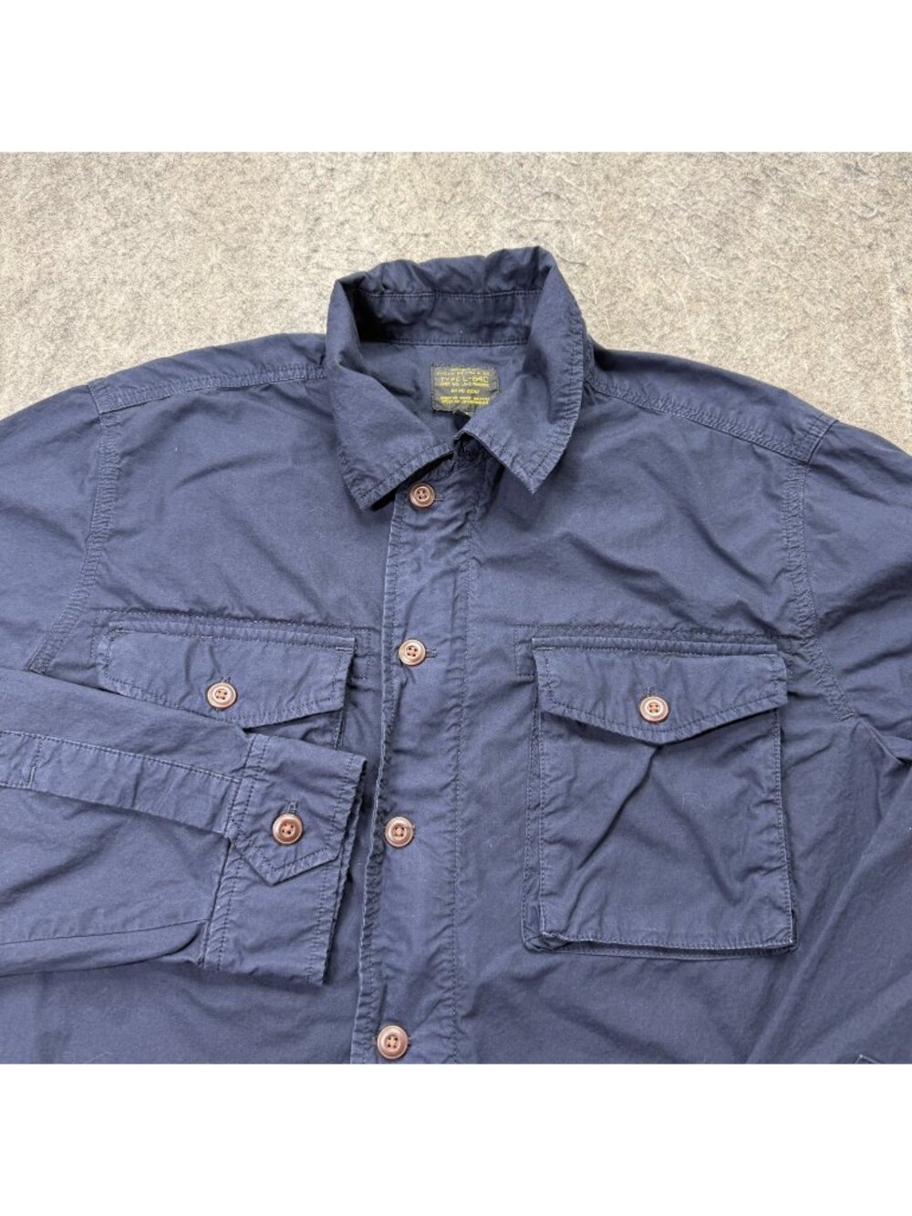 Lucky Brand Military Field Coat Men M Blue Full Zip Shirt Jac Shacket
